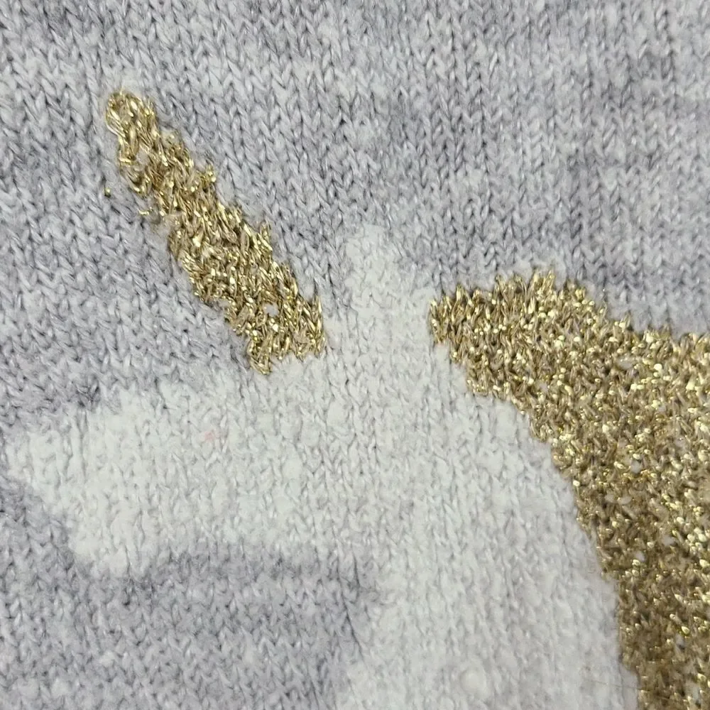 Carter's 5T Unicorn Sweater Lurex Knitted Gray Metallic Gold Pullover Toddler 5
